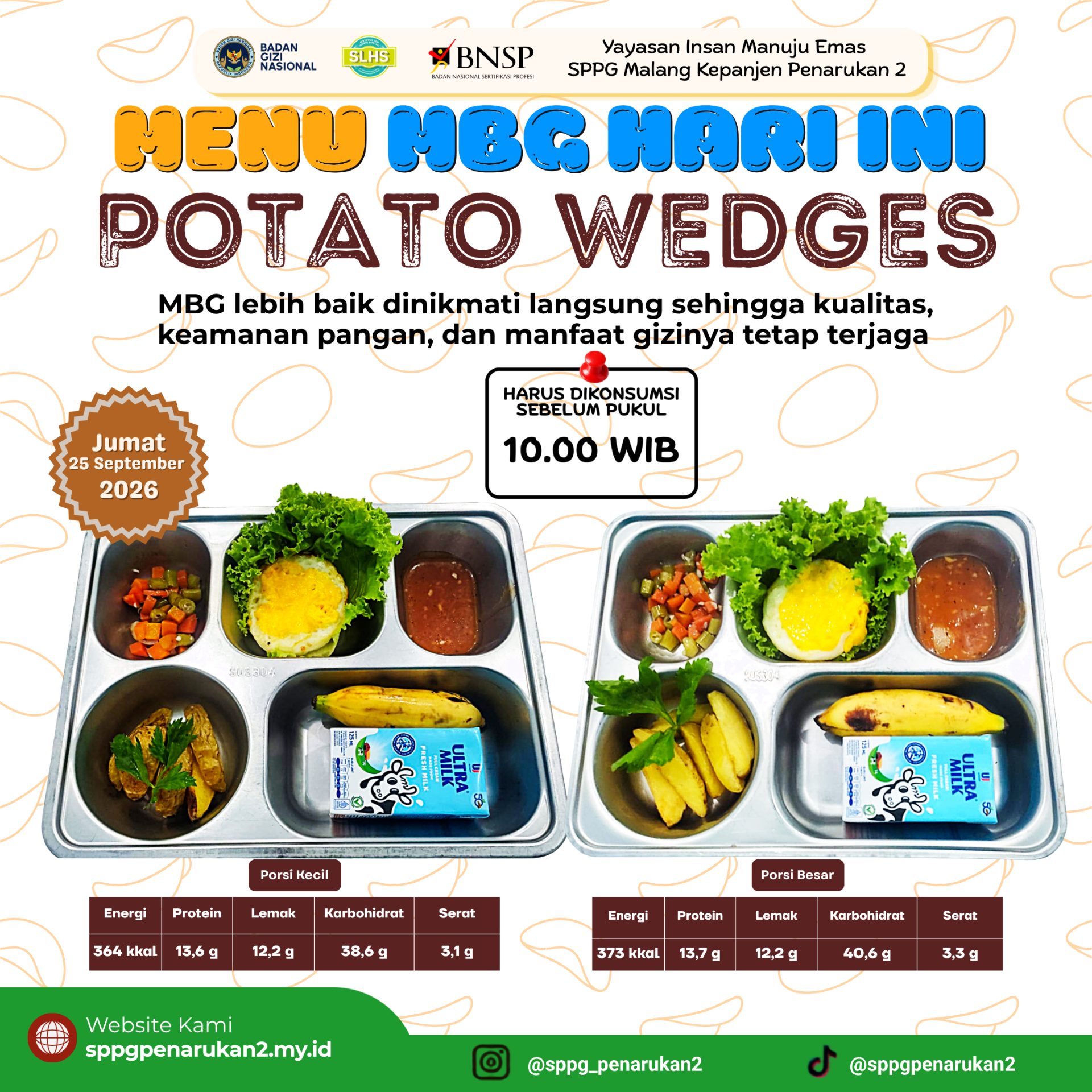 Potato Wedges Telur Ayam Mata Sapi
